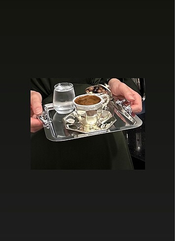 Beden TEK ADET Gümüş Renk Çelik Tepsi Söz Kahve Tepsisi Sunum Tepsisi
