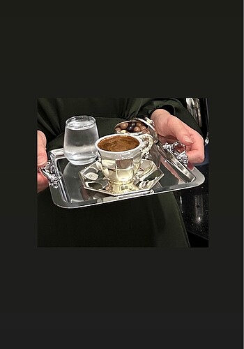 Diğer TEK ADET Gümüş Renk Çelik Tepsi Söz Kahve Tepsisi Sunum Tepsisi