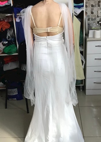 Zarif İncili Nikah Elbisesi | 2 Saat Giyildi | Uygun Fiyat - Görsel 4