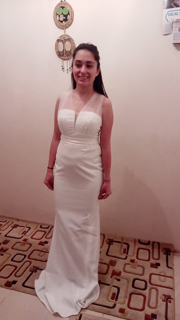 Zarif İncili Nikah Elbisesi | 2 Saat Giyildi | Uygun Fiyat - Görsel 2