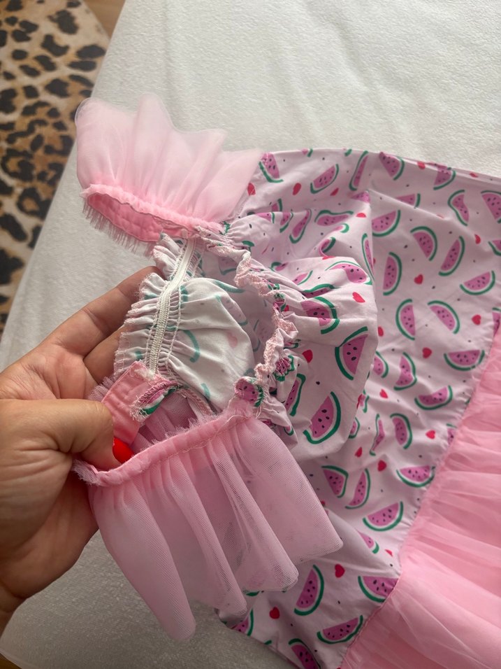 Kız Çocuk Pembe Fırfırlı Elbise - Görsel 4