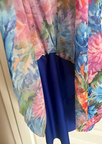 Çiçek Desenli Renkli Mini Elbise - Görsel 5