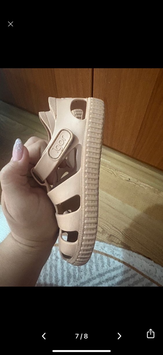 Kız Çocuk Bej Tokalı Kauçuk Sandalet - Görsel 2