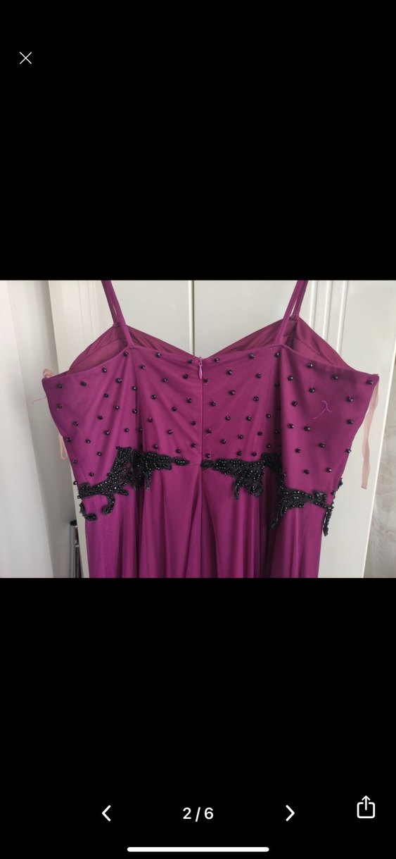 Mor Straplez İşlemeli Uzun Abiye Elbise - Görsel 2