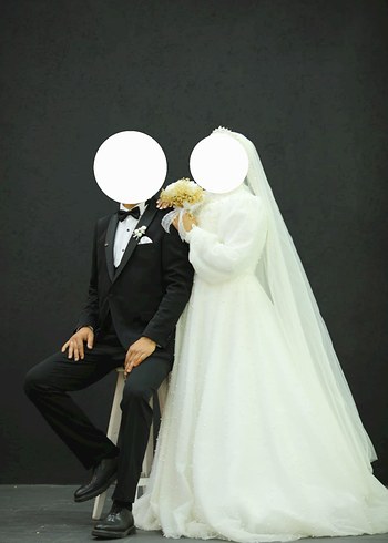 46 Beden Beyaz Uzun Kollu Dantel Gelinlik