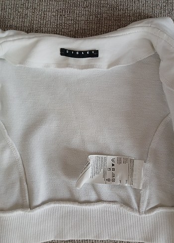 Sisley Beyaz Crop Fermuarlı Ceket xxs - Görsel 7