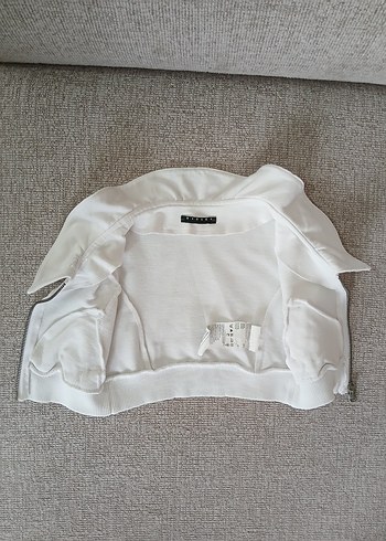 Sisley Beyaz Crop Fermuarlı Ceket xxs - Görsel 5
