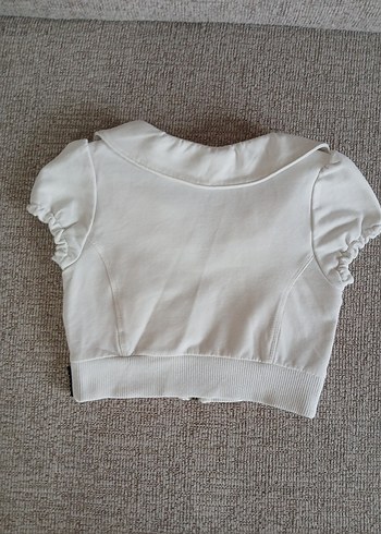 Sisley Beyaz Crop Fermuarlı Ceket xxs - Görsel 9