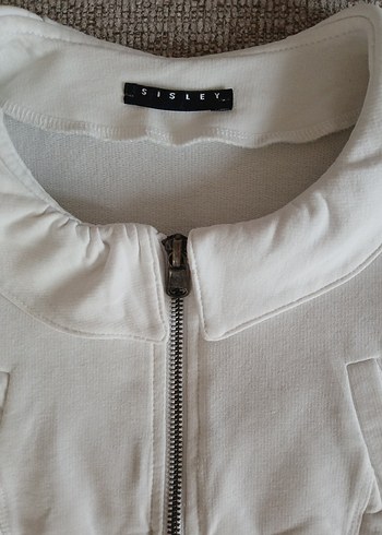 Sisley Beyaz Crop Fermuarlı Ceket xxs - Görsel 13