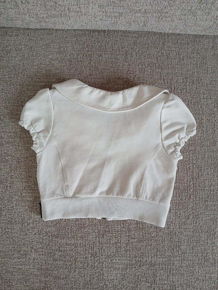 Sisley Beyaz Crop Fermuarlı Ceket xxs - Görsel 3