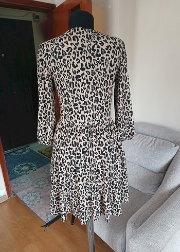 Leopar Desenli Elbise L beden - Görsel 12