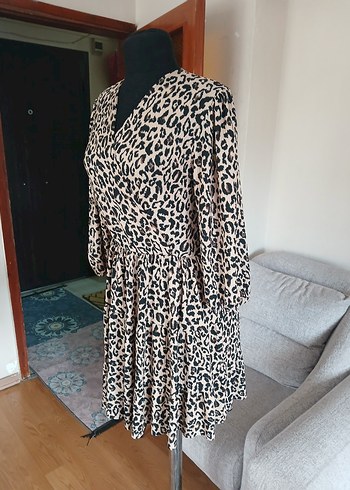 Leopar Desenli Elbise L beden - Görsel 20