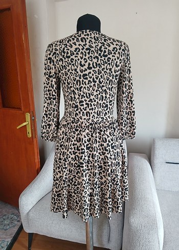 Leopar Desenli Elbise L beden - Görsel 16