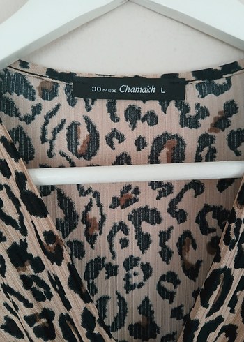 Leopar Desenli Elbise L beden - Görsel 5