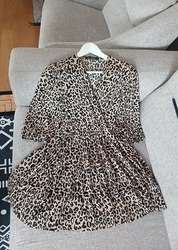 Leopar Desenli Elbise L beden - Görsel 3