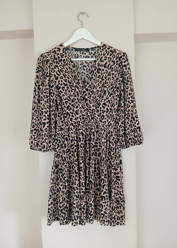 Leopar Desenli Elbise L beden - Görsel 6