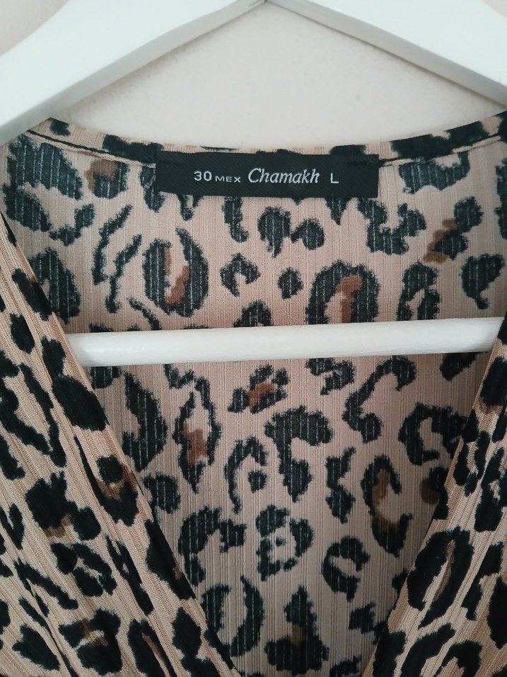 Leopar Desenli Elbise L beden - Görsel 5