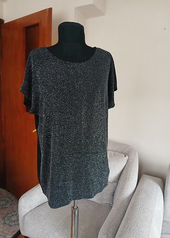 Siyah Kadın Kısa Kollu Bluz 44 46 beden - Görsel 13