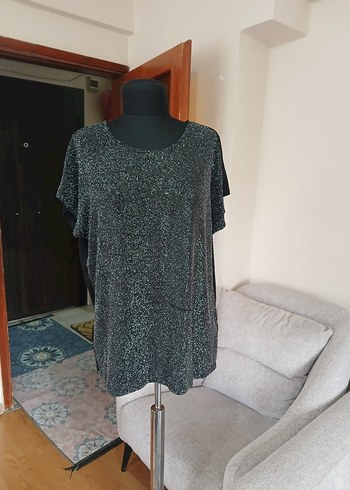 Siyah Kadın Kısa Kollu Bluz 44 46 beden - Görsel 9