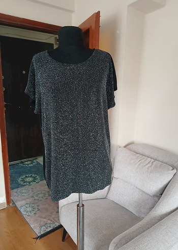 Siyah Kadın Kısa Kollu Bluz 44 46 beden - Görsel 12