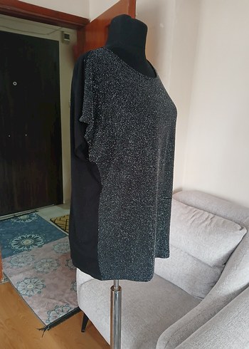 Siyah Kadın Kısa Kollu Bluz 44 46 beden - Görsel 16