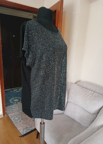 Siyah Kadın Kısa Kollu Bluz 44 46 beden - Görsel 7