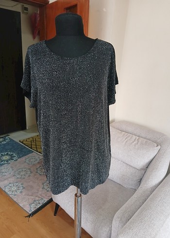 Siyah Kadın Kısa Kollu Bluz 44 46 beden - Görsel 6