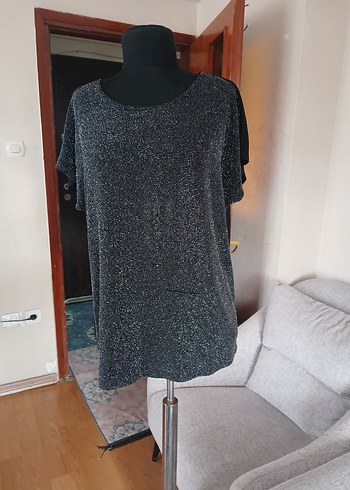 Siyah Kadın Kısa Kollu Bluz 44 46 beden - Görsel 15