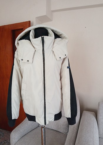 Siyah Detaylı Krem Şişme Mont (S Beden) - Görsel 17