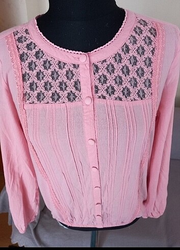 Pudra pembesi bluz 38 beden  - Görsel 5