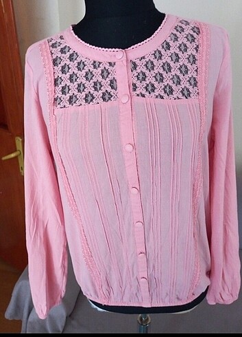 Pudra pembesi bluz 38 beden  - Görsel 7