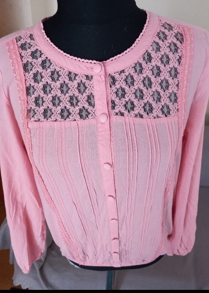 Pudra pembesi bluz 38 beden  - Görsel 5