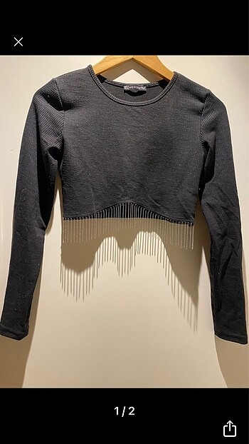 H&M zincirli uzun kollu crop