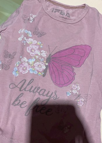 12-18 Ay Beden Kız Çocuk Pembe Baskılı Kısa Kollu Tişört