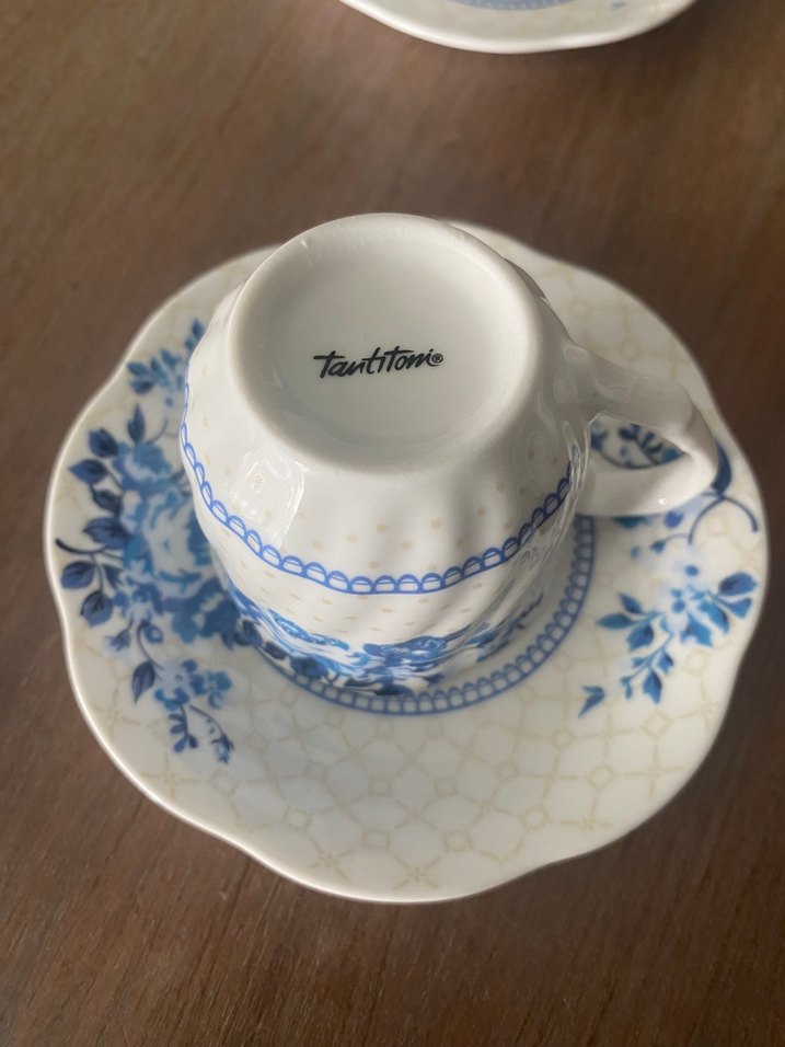 Mavi Çiçek Desenli 4'lü Porselen Fincan Seti - Görsel 4