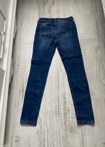 42 beden Kadın Mavi Denim Normal Boy Fermuarlı Jen - Görsel 2