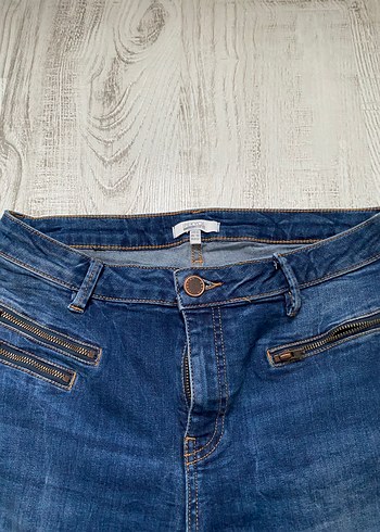 42 beden Kadın Mavi Denim Normal Boy Fermuarlı Jen - Görsel 4