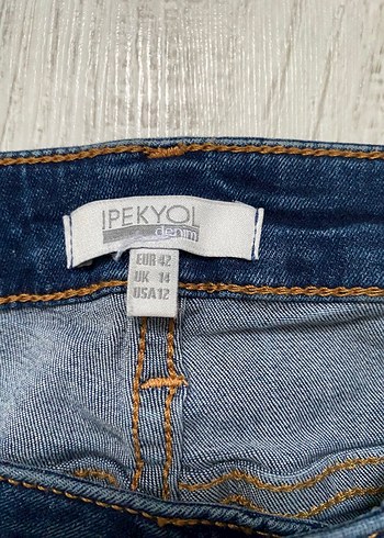 42 beden Kadın Mavi Denim Normal Boy Fermuarlı Jen - Görsel 3