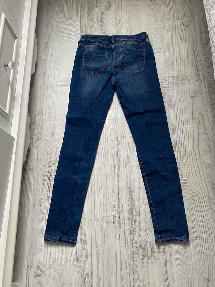 42 beden Kadın Mavi Denim Normal Boy Fermuarlı Jen - Görsel 2