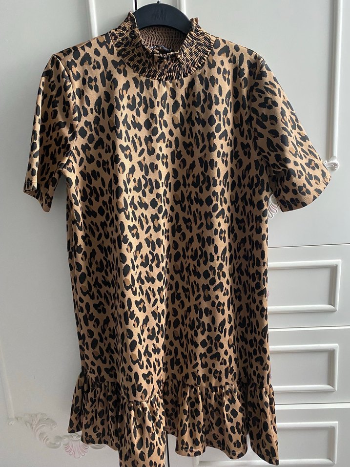Zara L beden Leopar Desenli Kısa Kollu Midi Elbise - Görsel 2