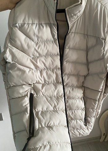 Beyaz Fermuarlı Erkek  Kışlık Mont - Görsel 2