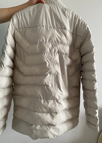 Beyaz Fermuarlı Erkek  Kışlık Mont - Görsel 4