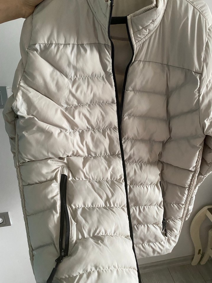 Beyaz Fermuarlı Erkek  Kışlık Mont - Görsel 2