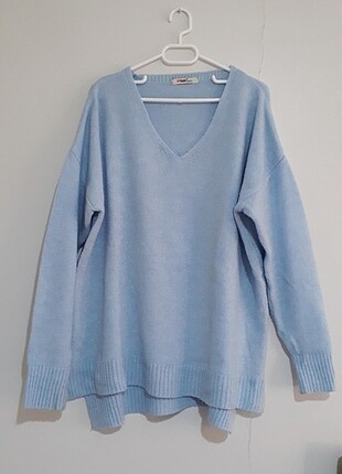 MAVİ OVERSIZE UZUN KAZAK