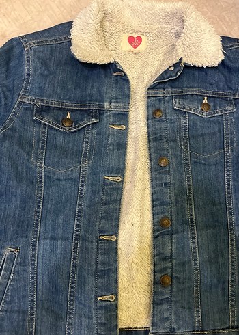 Kadın Mavi Kürklü Denim Ceket - Görsel 4