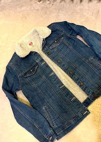Kadın Mavi Kürklü Denim Ceket - Görsel 2