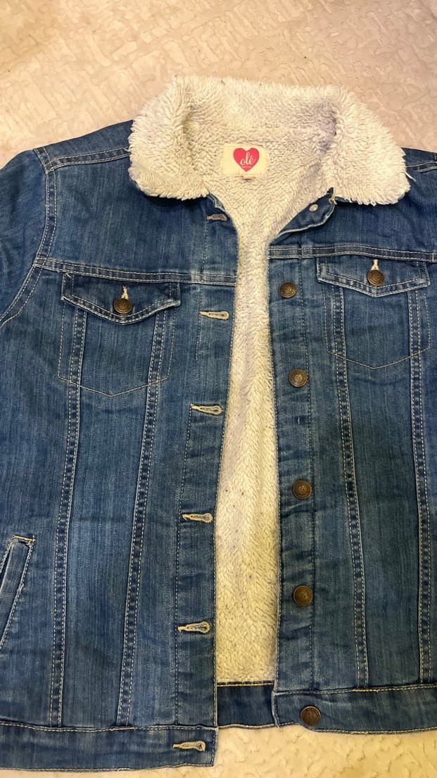 Kadın Mavi Kürklü Denim Ceket - Görsel 4