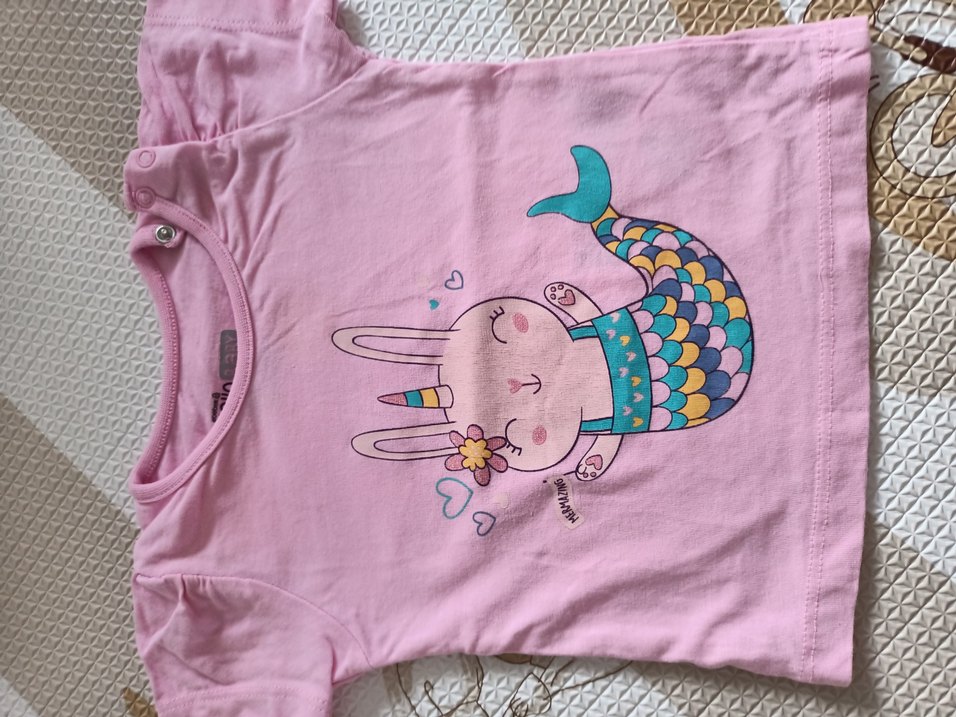 Kız Çocuk Baskılı Kısa Kollu 3 lü Tişört - Görsel 5