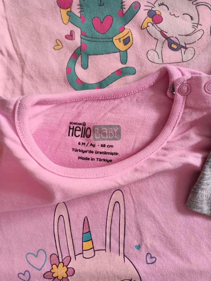 Kız Çocuk Baskılı Kısa Kollu 3 lü Tişört - Görsel 2