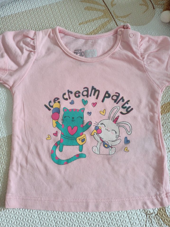 Kız Çocuk Baskılı Kısa Kollu 3 lü Tişört - Görsel 4